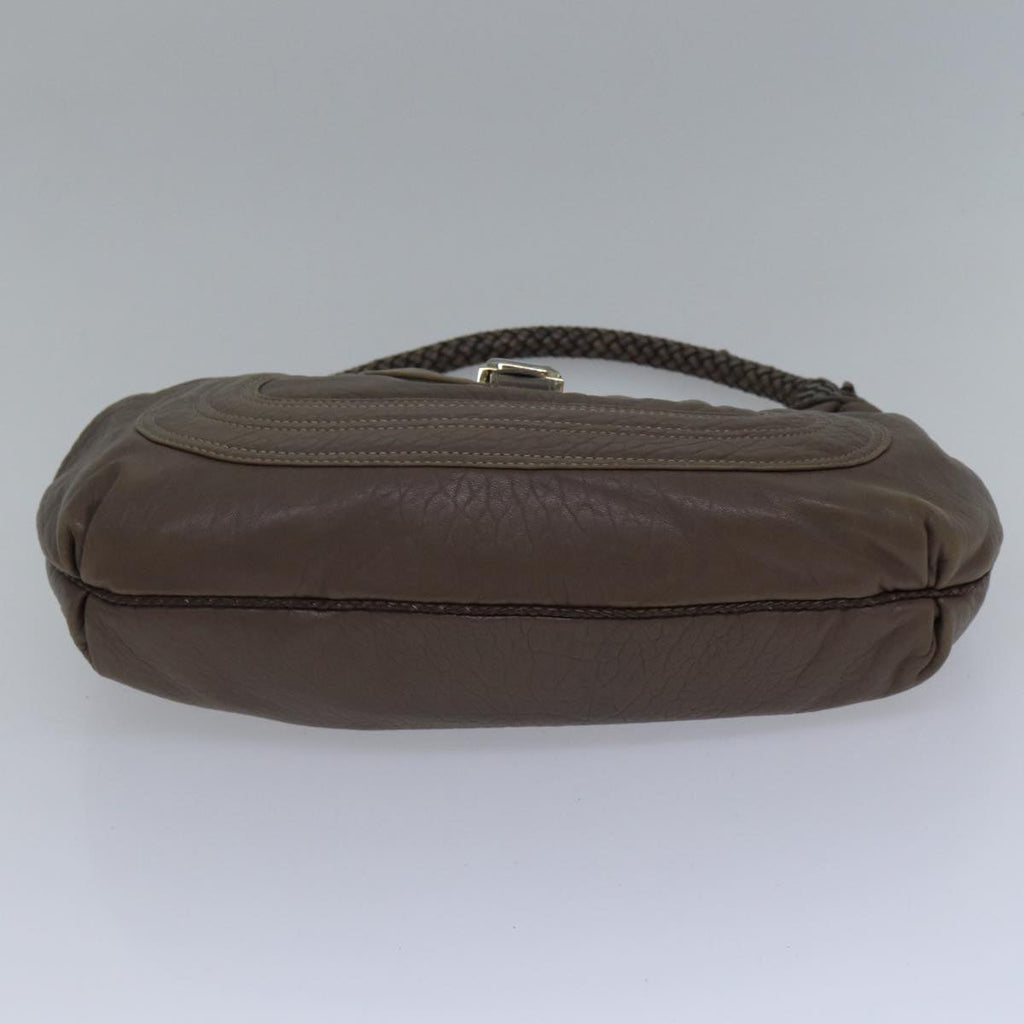 FENDI Zucca Shoulder Bag Leather Beige ki4903