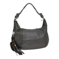 GUCCI Bamboo Fringe Shoulder Bag Leather Silver ki4907