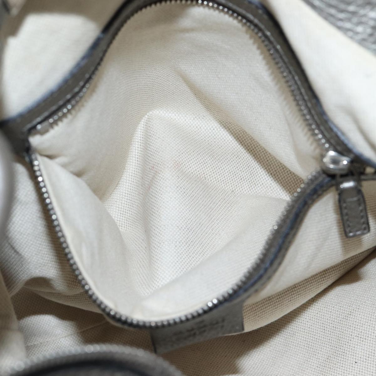 GUCCI Bamboo Fringe Shoulder Bag Leather Silver ki4907