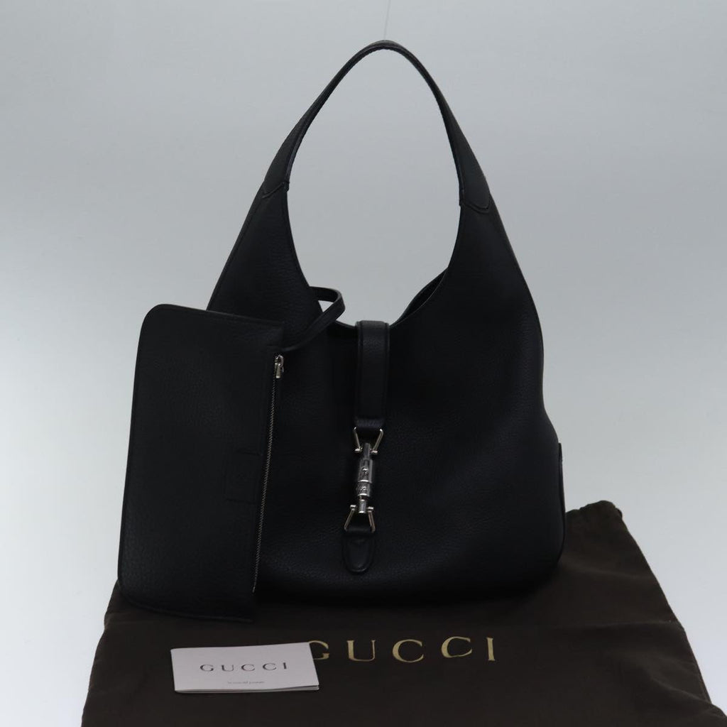 GUCCI New Jackie Shoulder Bag Leather Black ki4908