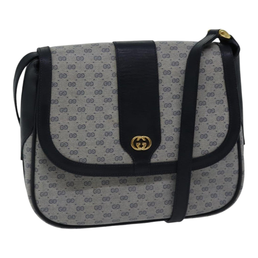 GUCCI Micro GG Canvas Shoulder Bag PVC Navy ki4909