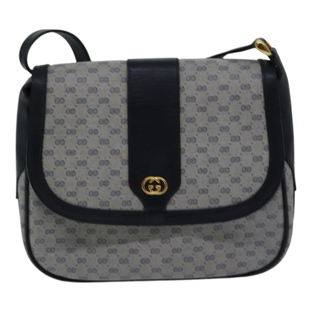 GUCCI Micro GG Canvas Shoulder Bag PVC Navy ki4909