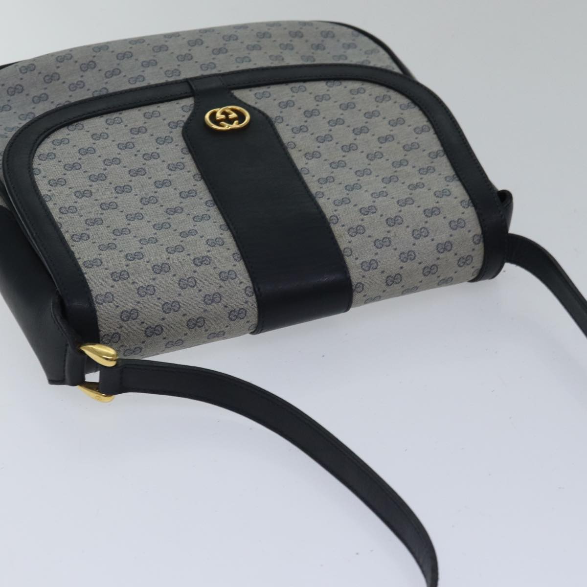GUCCI Micro GG Canvas Shoulder Bag PVC Navy ki4909