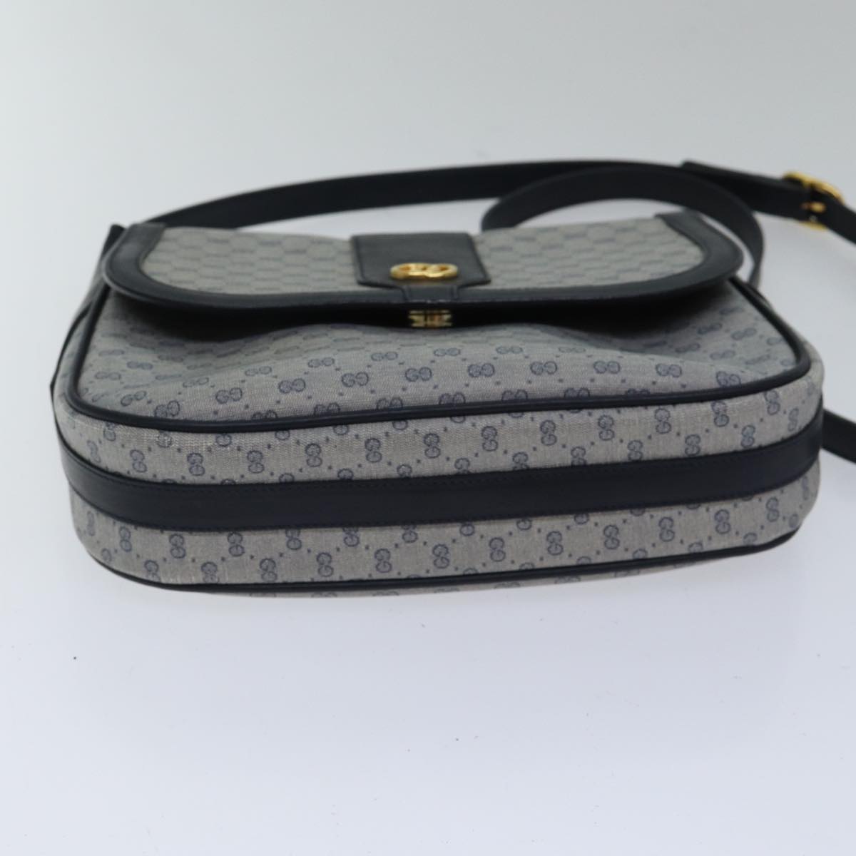 GUCCI Micro GG Canvas Shoulder Bag PVC Navy ki4909