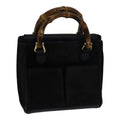 GUCCI Bamboo Hand Bag Suede Black ki4913