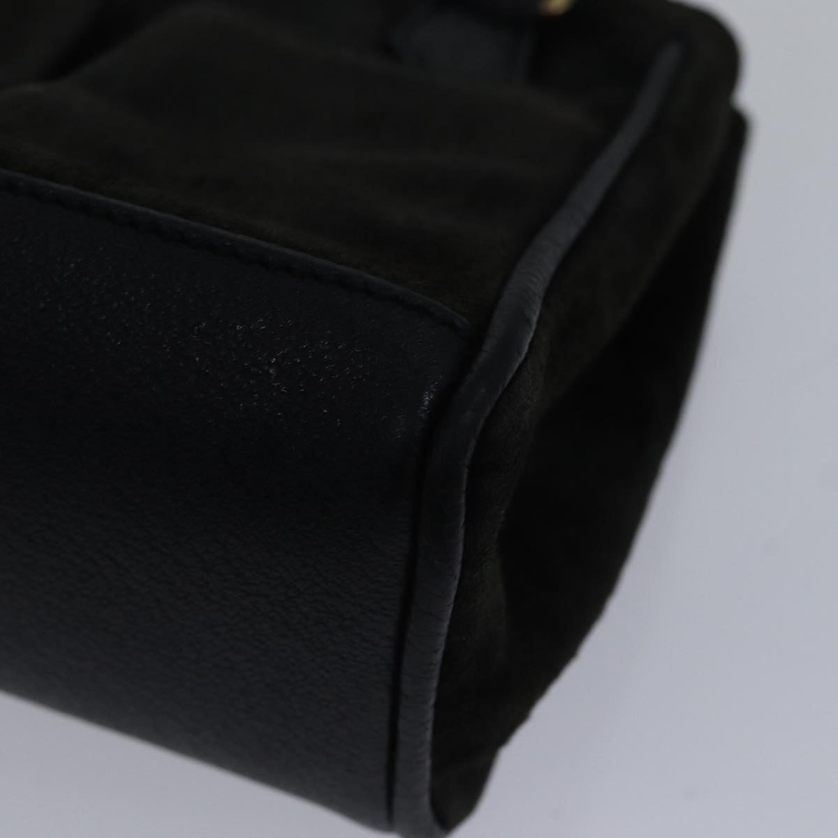 GUCCI Bamboo Hand Bag Suede Black ki4913
