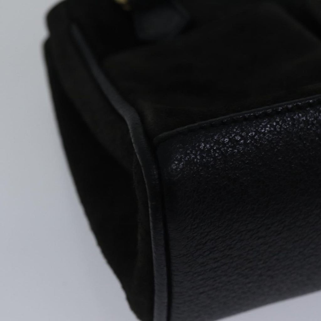GUCCI Bamboo Hand Bag Suede Black ki4913