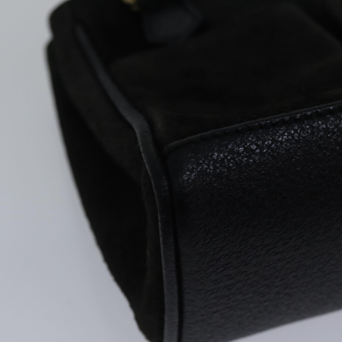 GUCCI Bamboo Hand Bag Suede Black ki4913