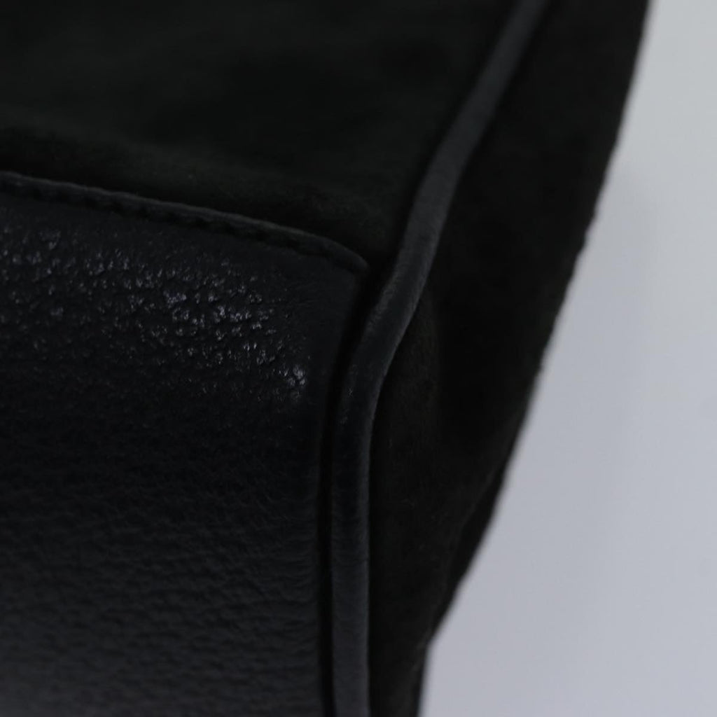 GUCCI Bamboo Hand Bag Suede Black ki4913