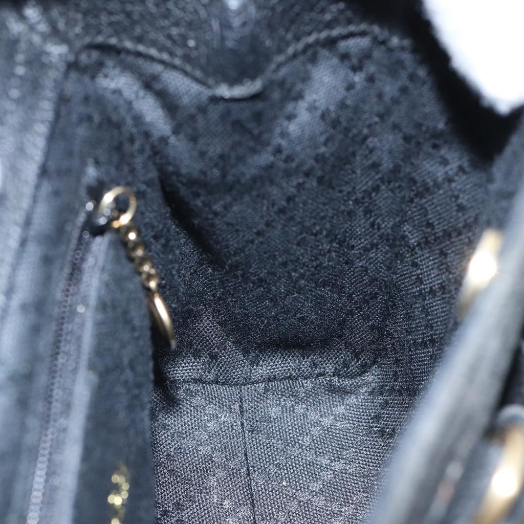 GUCCI Bamboo Hand Bag Suede Black ki4913