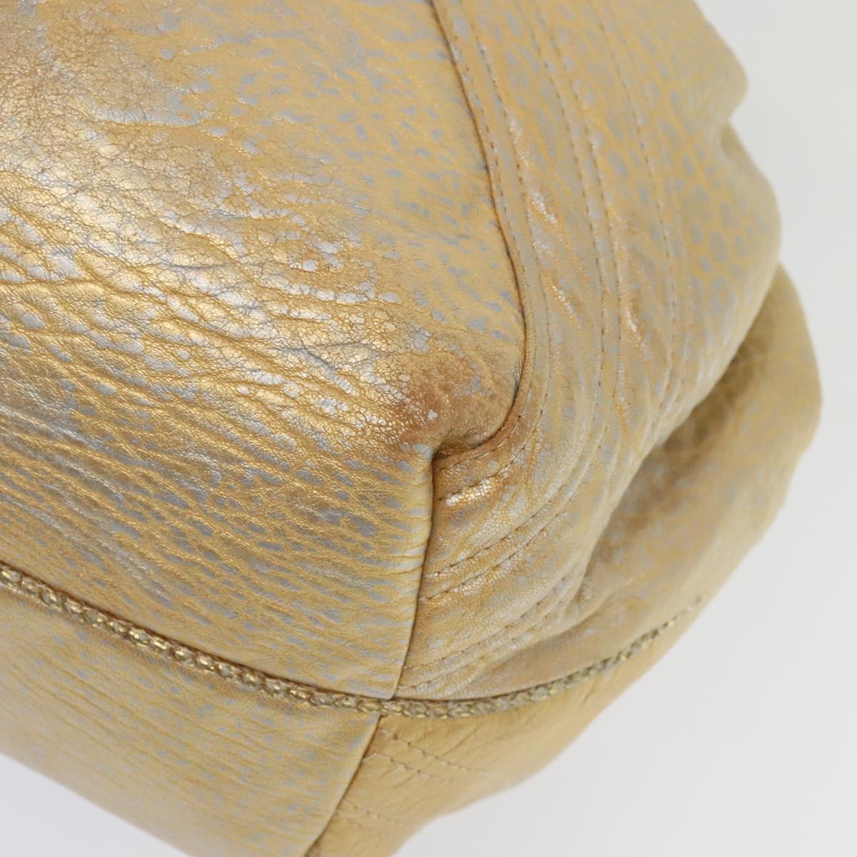 FENDI Spy Hand Bag Leather Gold Tone ki4970