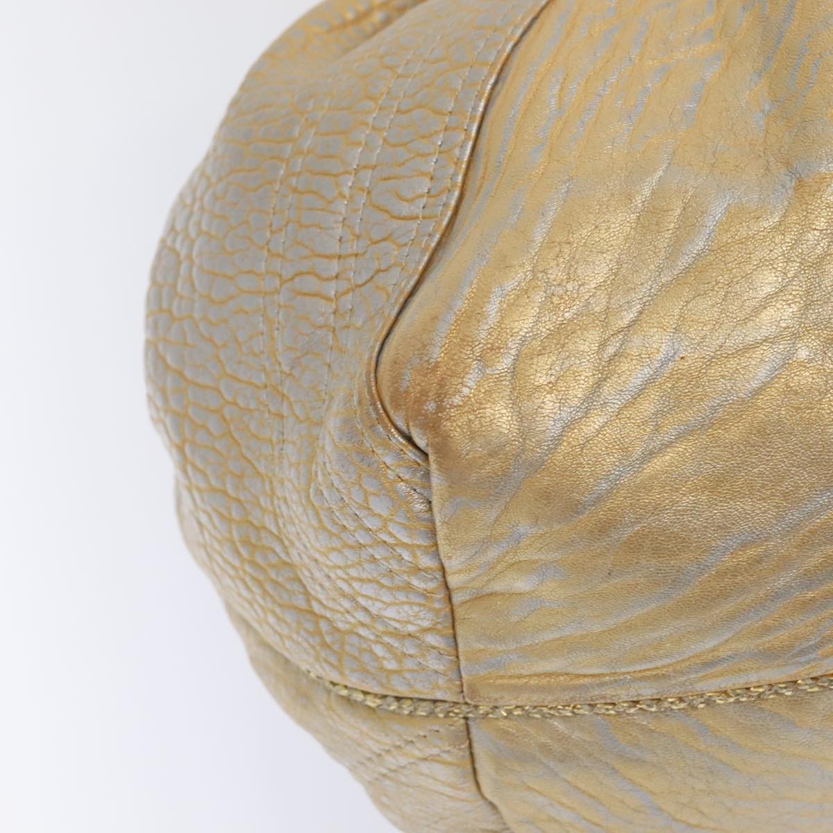 FENDI Spy Hand Bag Leather Gold Tone ki4970
