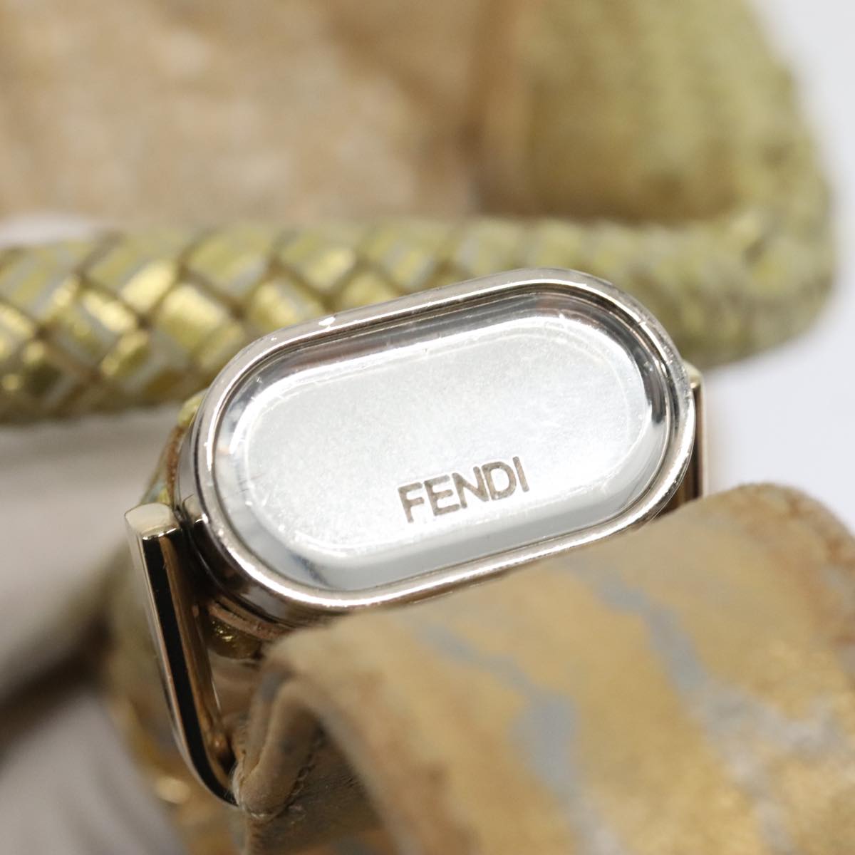 FENDI Spy Hand Bag Leather Gold Tone ki4970