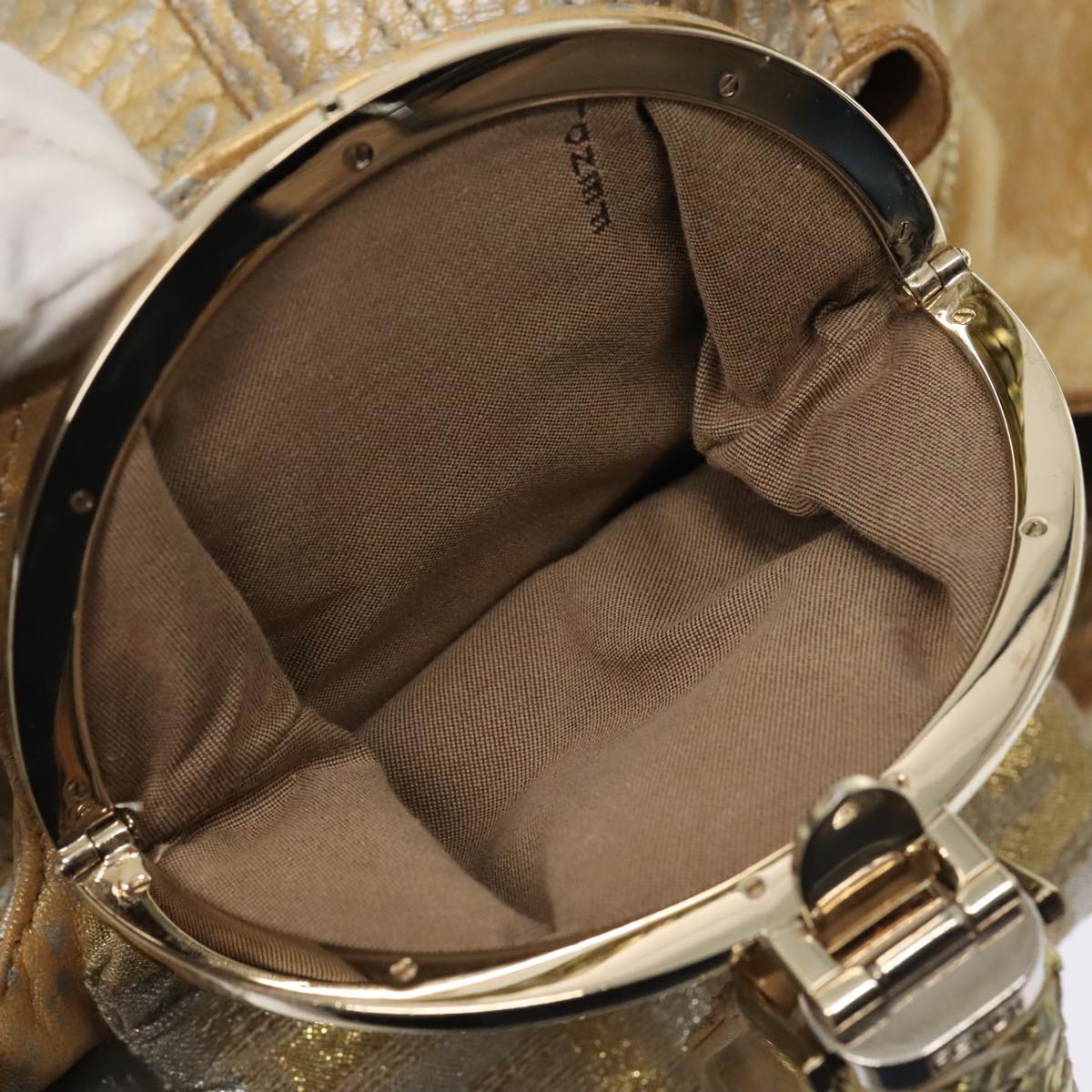 FENDI Spy Hand Bag Leather Gold Tone ki4970