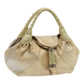 FENDI Spy Hand Bag Leather Gold Tone ki4970