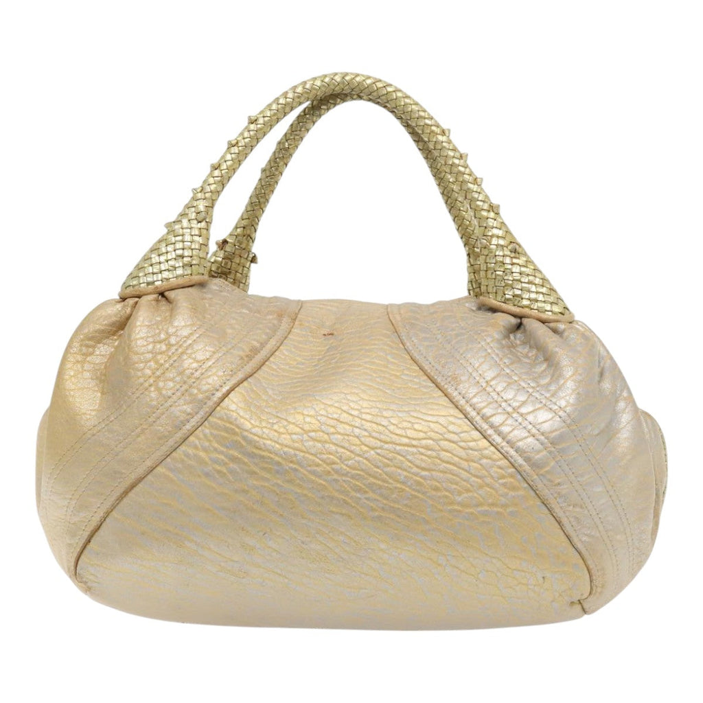 FENDI Spy Hand Bag Leather Gold Tone ki4970