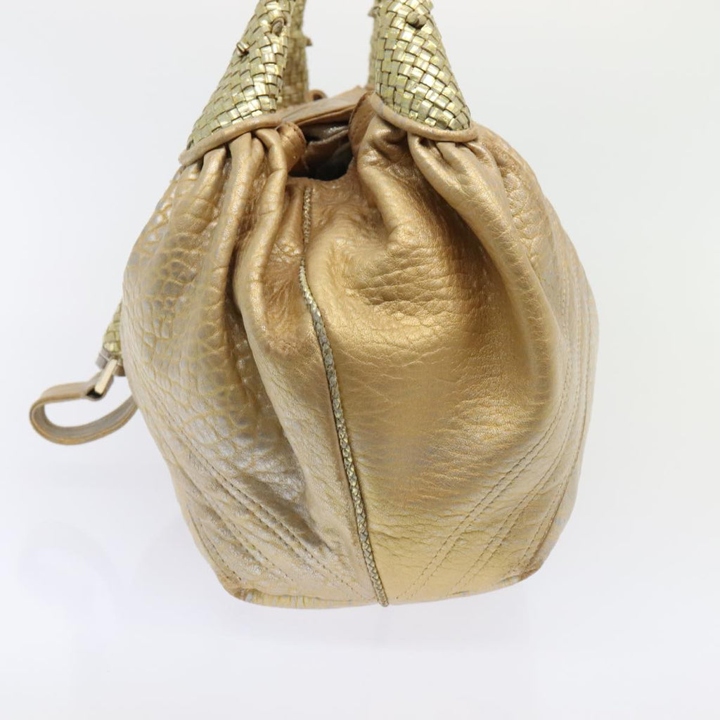 FENDI Spy Hand Bag Leather Gold Tone ki4970