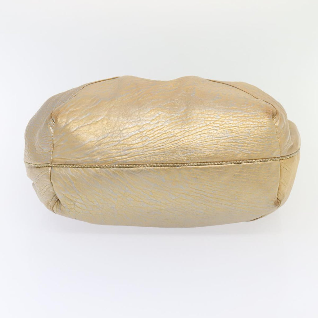 FENDI Spy Hand Bag Leather Gold Tone ki4970