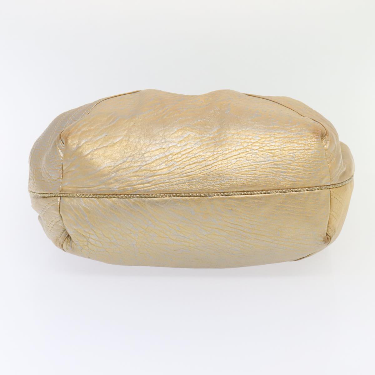 FENDI Spy Hand Bag Leather Gold Tone ki4970