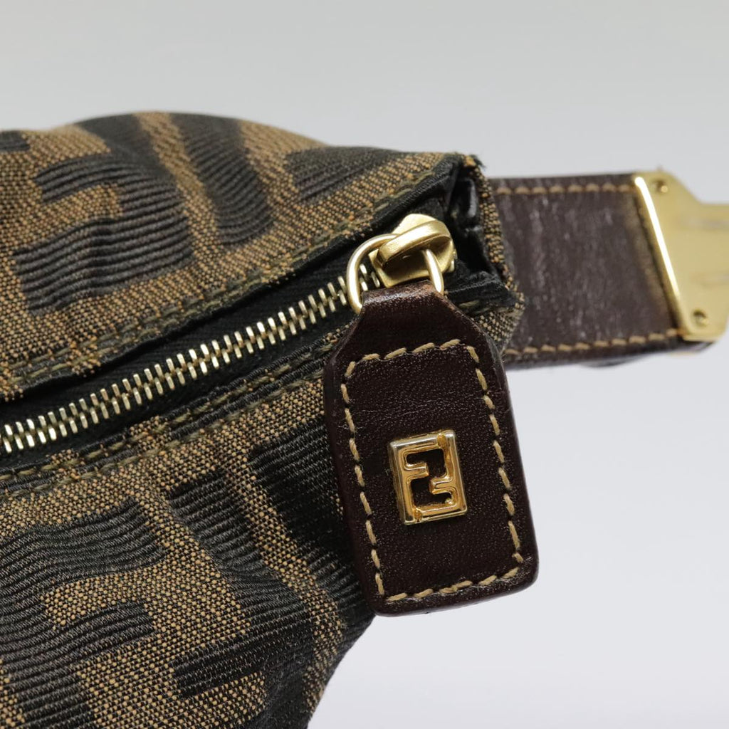 FENDI Zucca Canvas Pouch Brown Black gold ki4972
