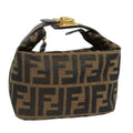 FENDI Zucca Canvas Pouch Brown Black gold ki4972