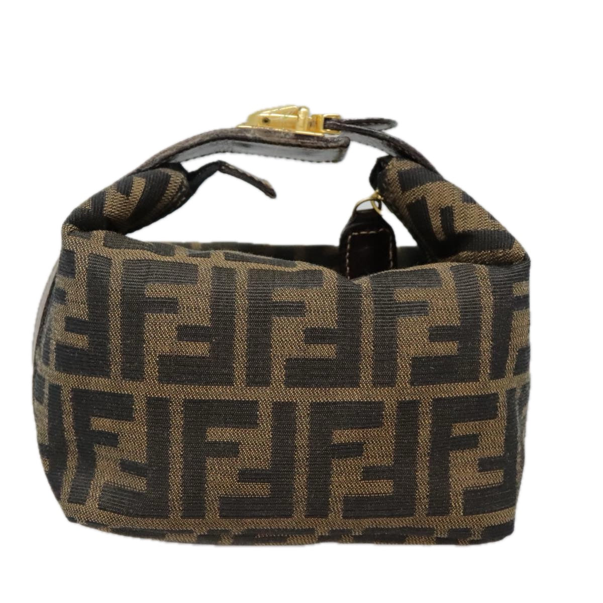 FENDI Zucca Canvas Pouch Brown Black gold ki4972