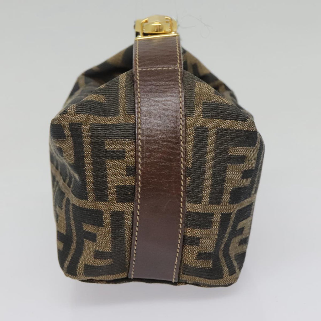 FENDI Zucca Canvas Pouch Brown Black gold ki4972