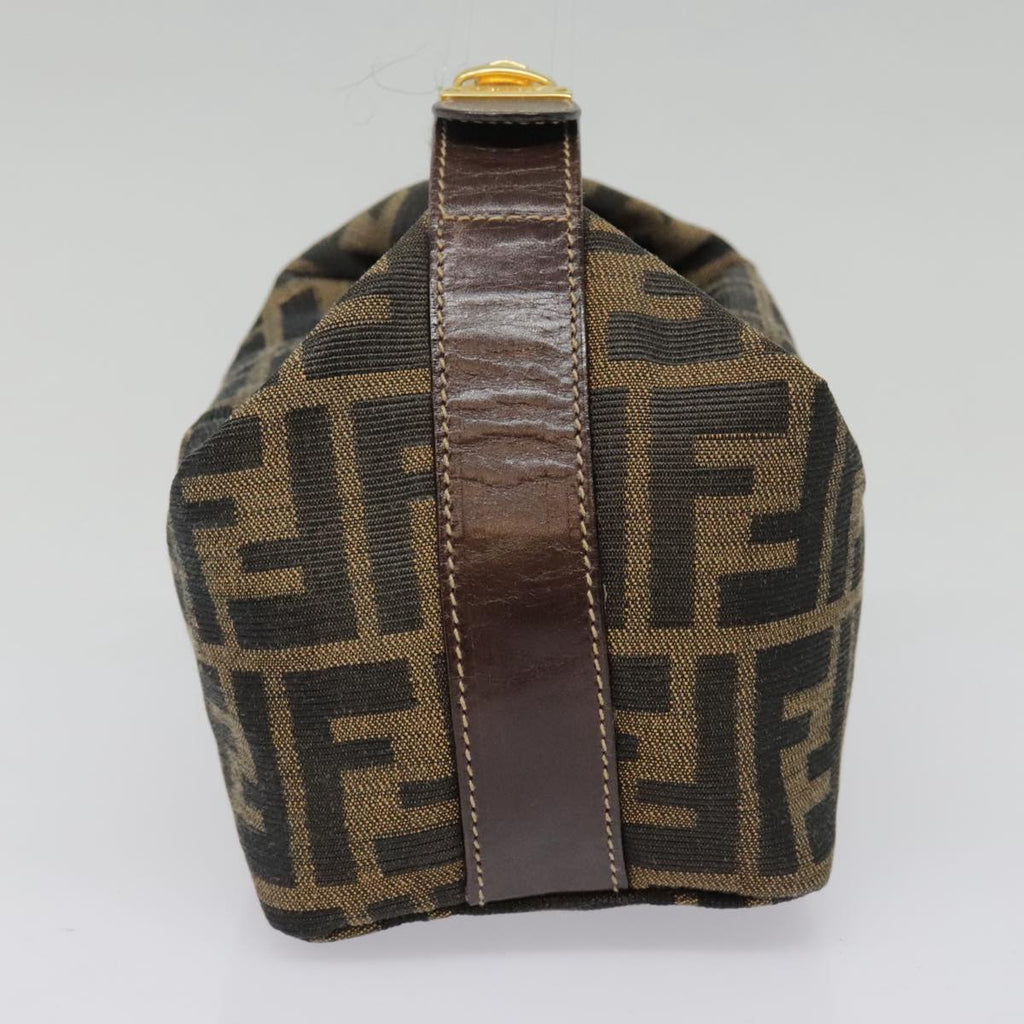 FENDI Zucca Canvas Pouch Brown Black gold ki4972