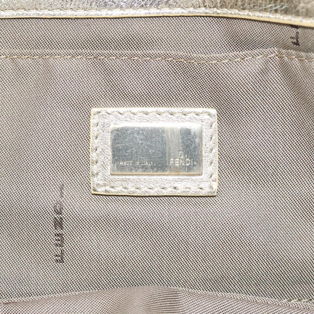 FENDI Zucchino Canvas Hand Bag Suede Beige Bordeaux ki5026