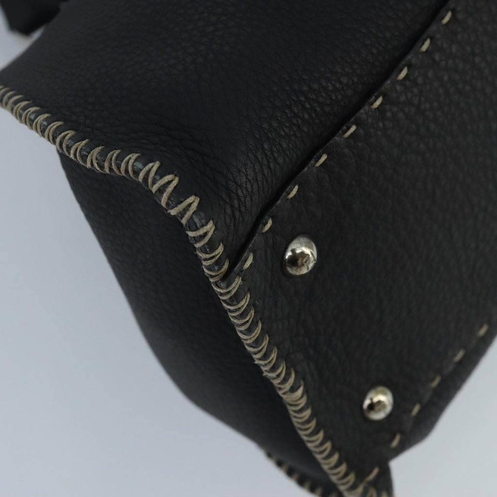 FENDI Celeria Hand Bag Leather Black Silver ki5027