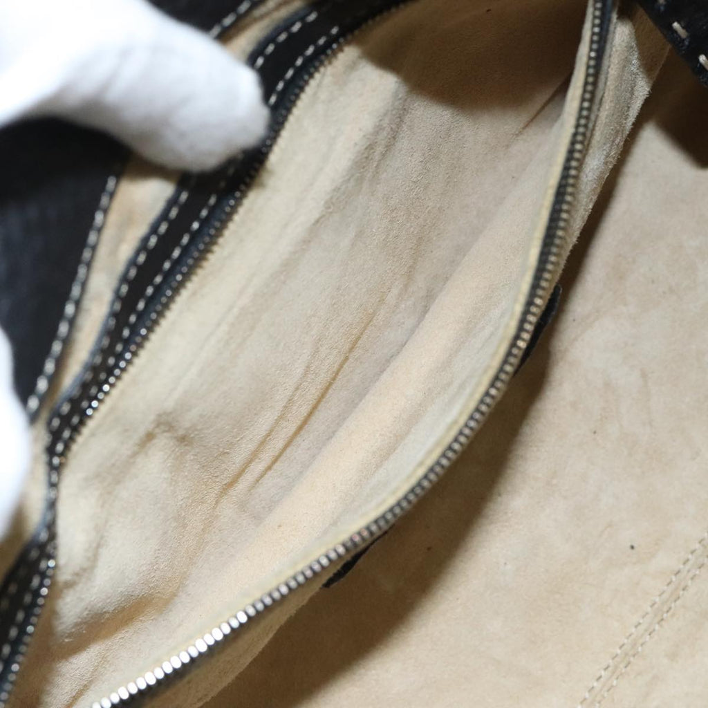 FENDI Celeria Hand Bag Leather Black Silver ki5027