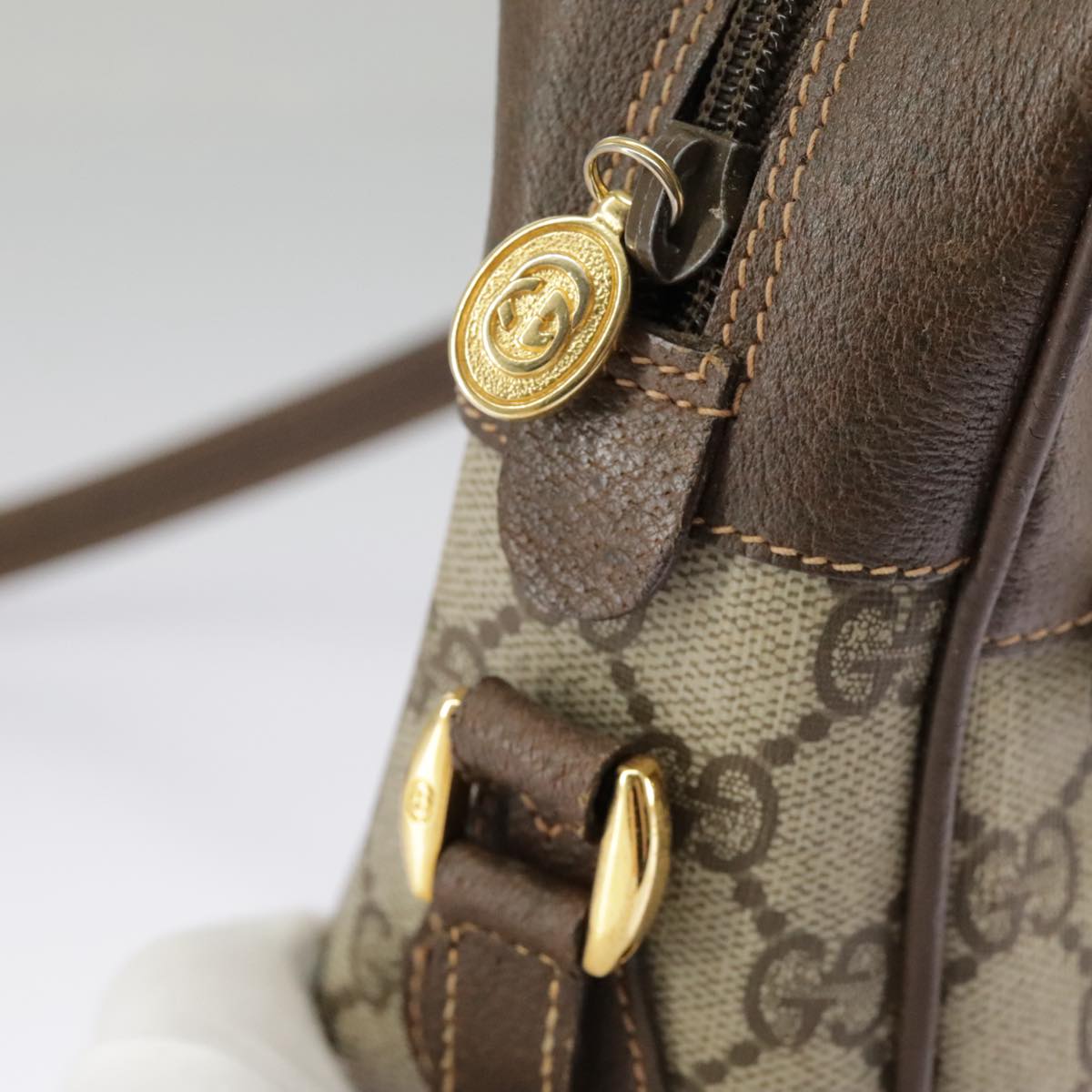 GUCCI GG Supreme Web Sherry Line Shoulder Bag PVC Beige 56 02 088 ki5034