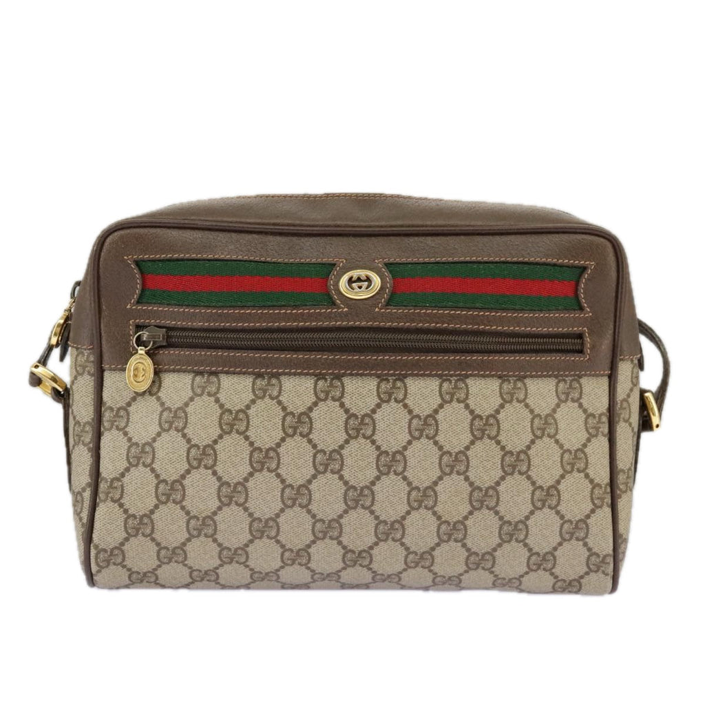 GUCCI GG Supreme Web Sherry Line Shoulder Bag PVC Beige 56 02 088 ki5034