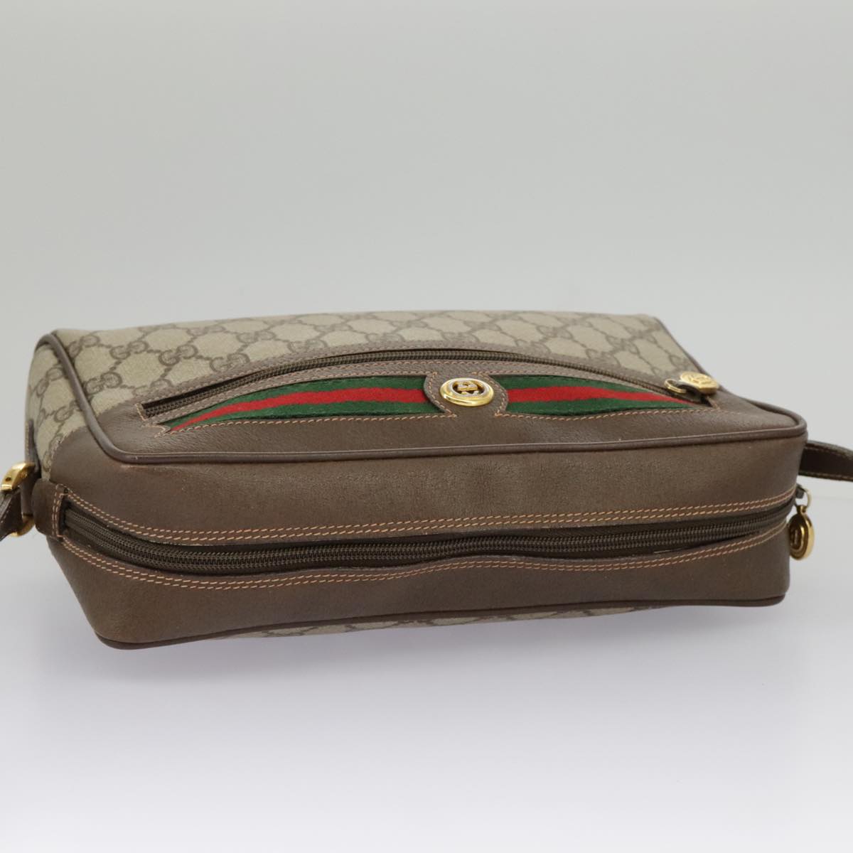 GUCCI GG Supreme Web Sherry Line Shoulder Bag PVC Beige 56 02 088 ki5034