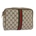 GUCCI GG Supreme Web Sherry Line Clutch Bag PVC Beige Red 27 004 998 ki5038
