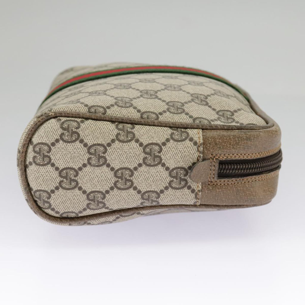 GUCCI GG Supreme Web Sherry Line Clutch Bag PVC Beige Red 27 004 998 ki5038