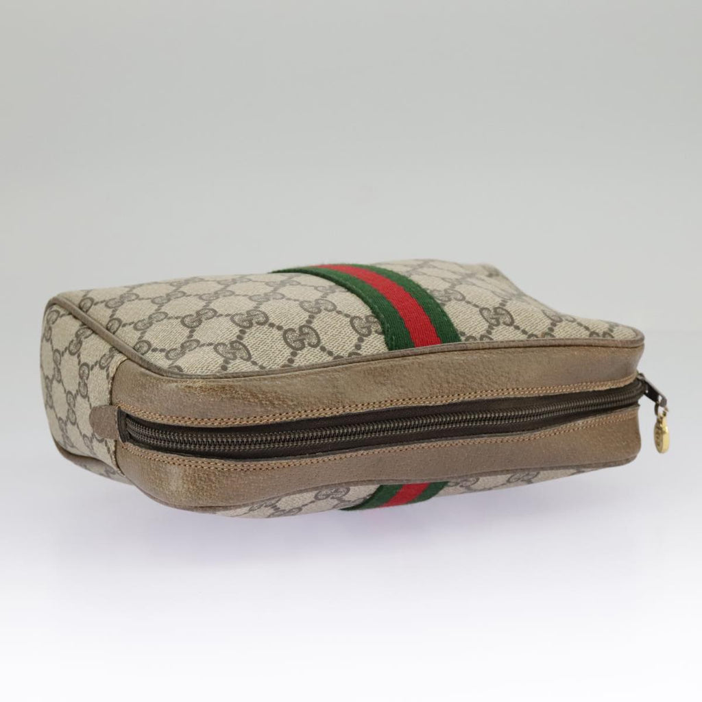 GUCCI GG Supreme Web Sherry Line Clutch Bag PVC Beige Red 27 004 998 ki5038