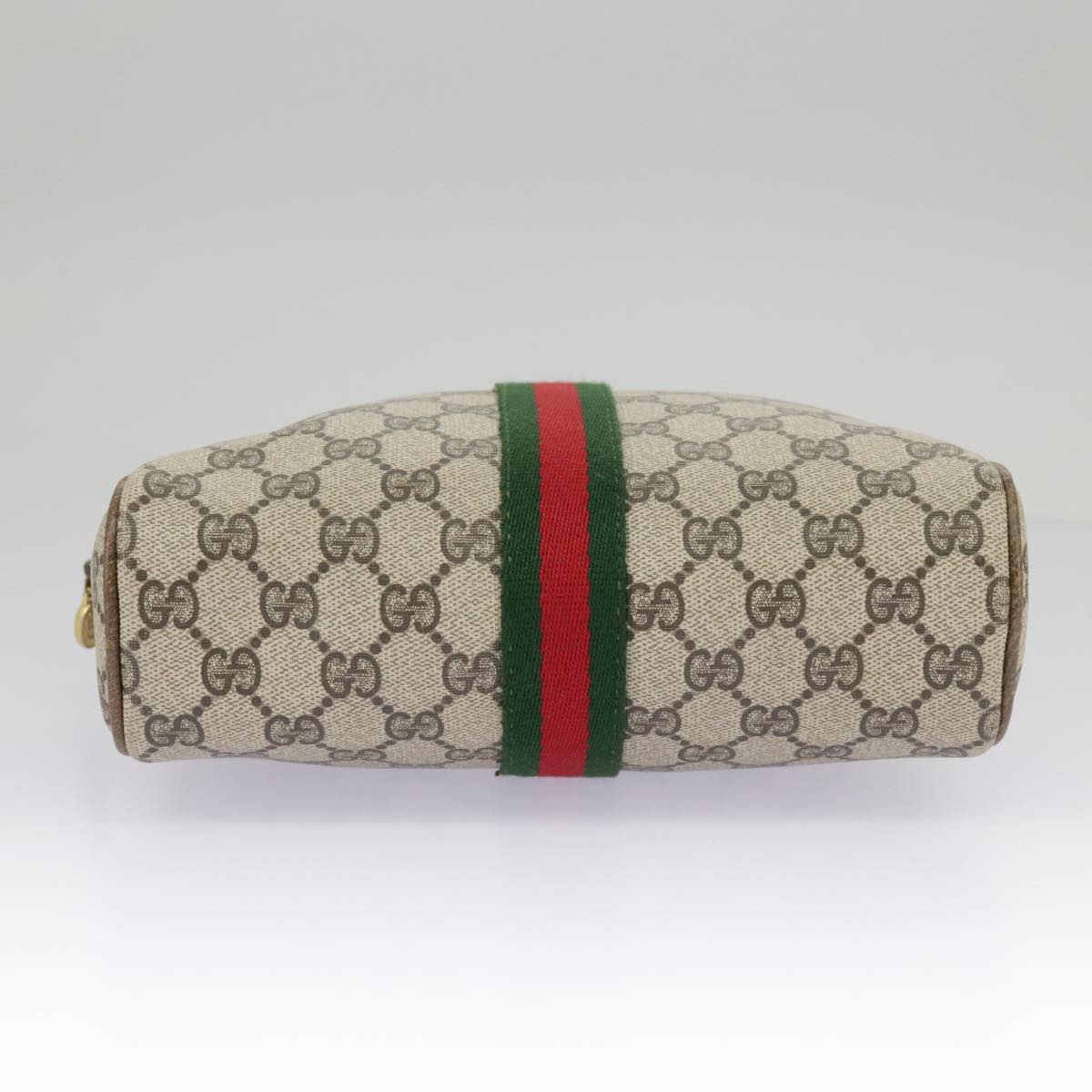GUCCI GG Supreme Web Sherry Line Clutch Bag PVC Beige Red 27 004 998 ki5038