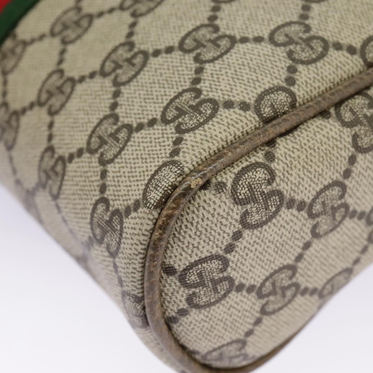 GUCCI GG Supreme Web Sherry Line Clutch Bag PVC Beige Red 27 004 998 ki5038