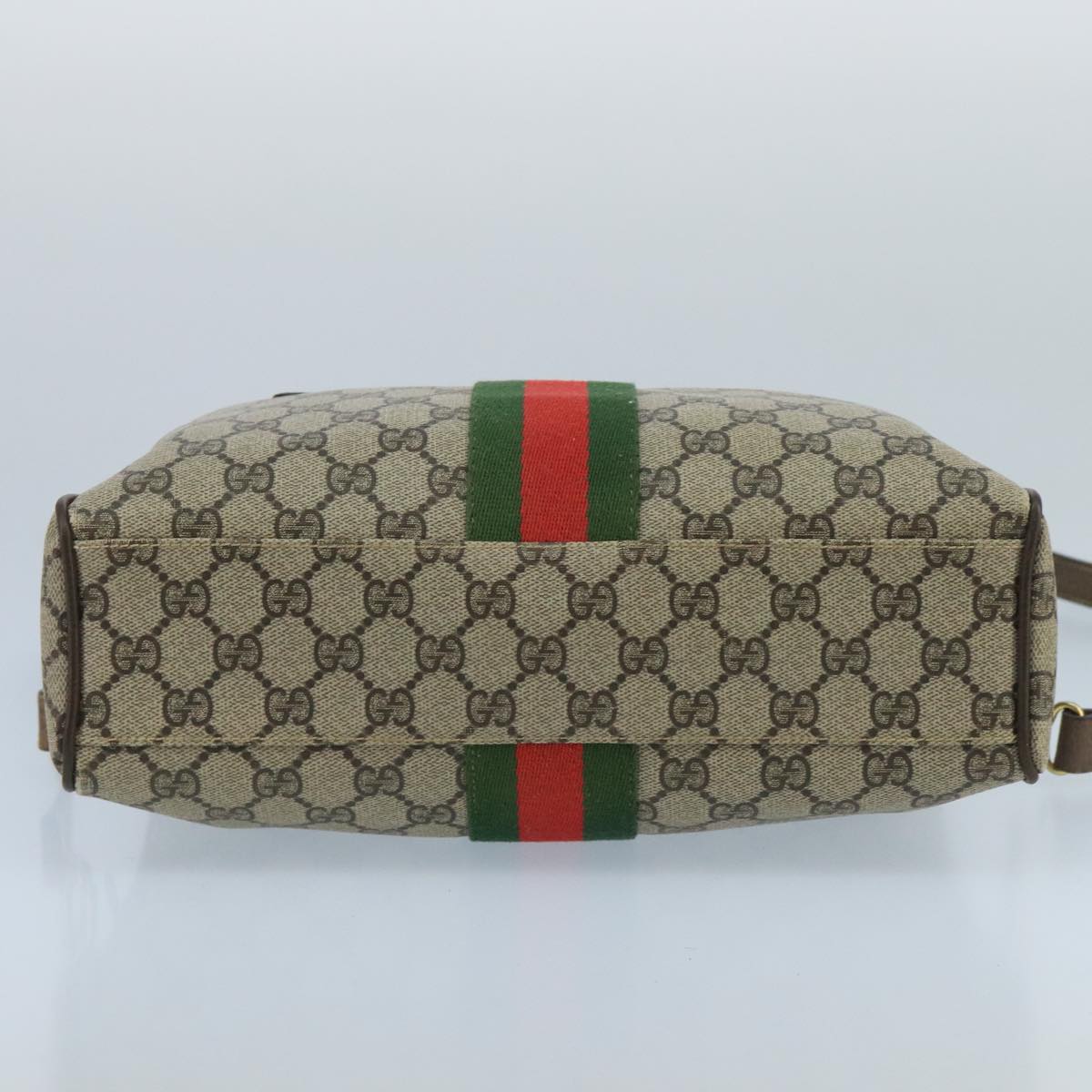 GUCCI GG Supreme Web Sherry Line Bag PVC 2way Beige 378 002 3839 ki5039