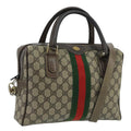 GUCCI GG Supreme Web Sherry Line Bag PVC 2way Beige 378 002 3839 ki5039