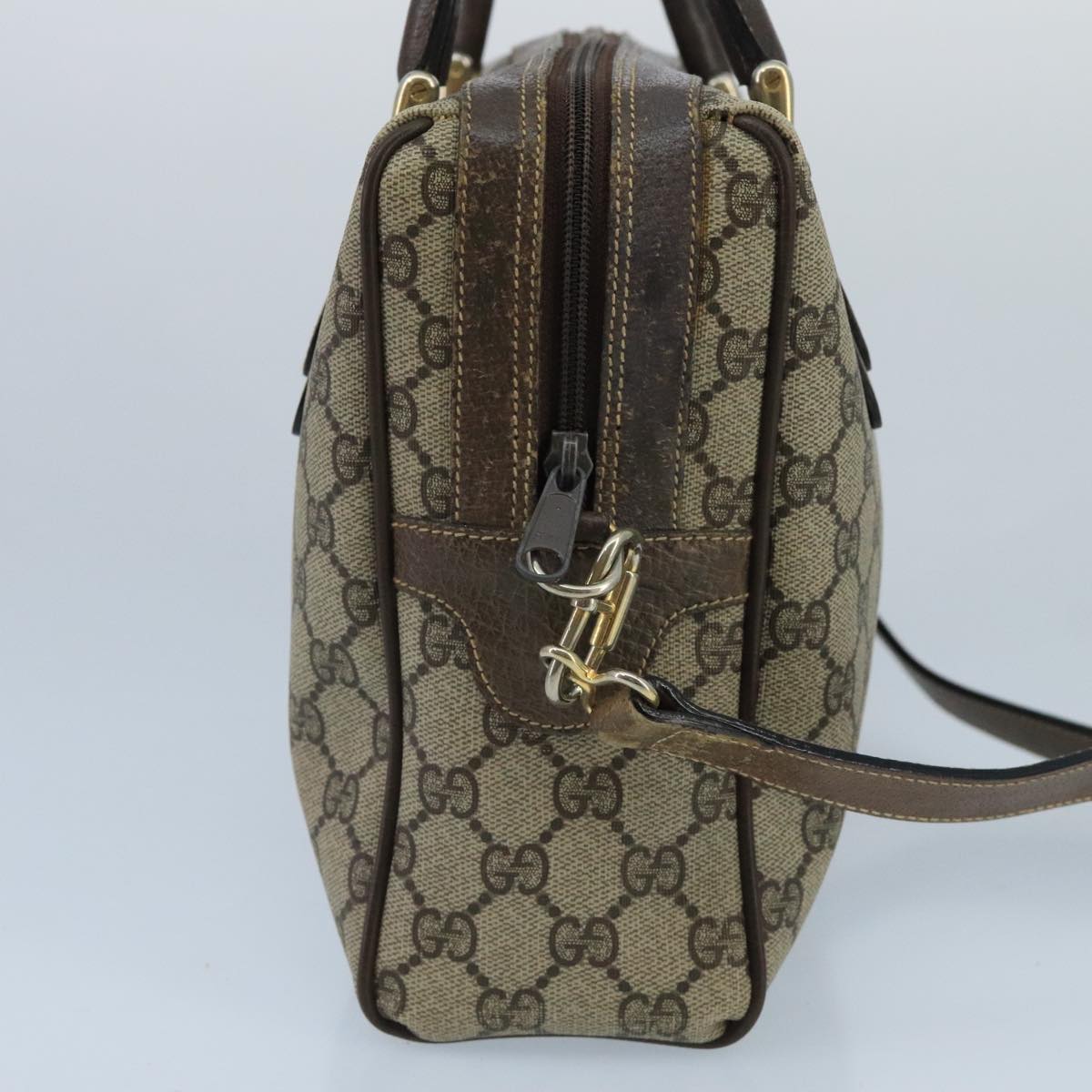 GUCCI GG Supreme Web Sherry Line Bag PVC 2way Beige 378 002 3839 ki5039