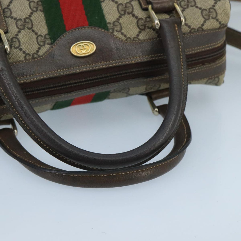 GUCCI GG Supreme Web Sherry Line Bag PVC 2way Beige 378 002 3839 ki5039