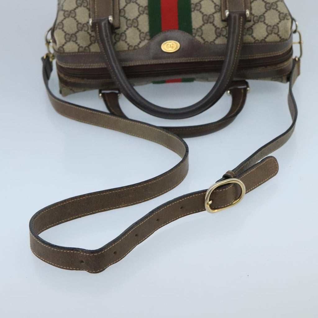 GUCCI GG Supreme Web Sherry Line Bag PVC 2way Beige 378 002 3839 ki5039