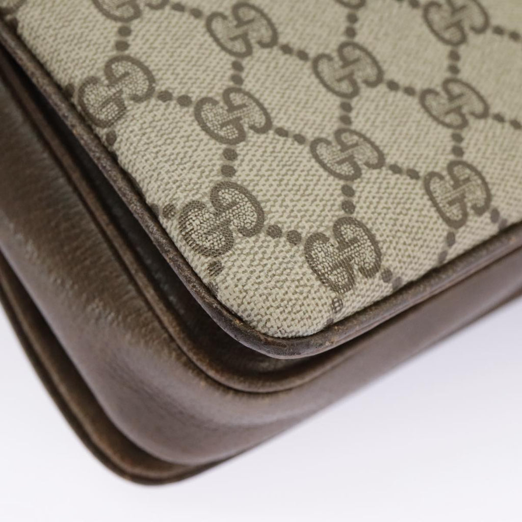 GUCCI GG Supreme Horsebit Shoulder Bag PVC Beige Gold ki5040