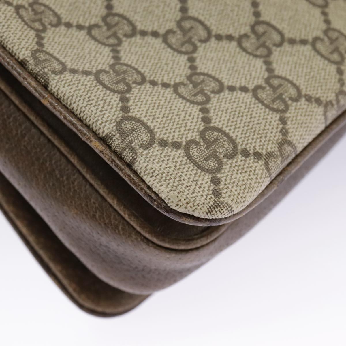 GUCCI GG Supreme Horsebit Shoulder Bag PVC Beige Gold ki5040