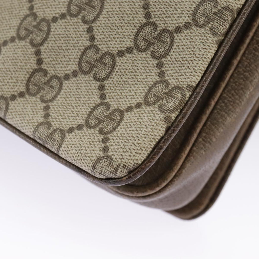 GUCCI GG Supreme Horsebit Shoulder Bag PVC Beige Gold ki5040