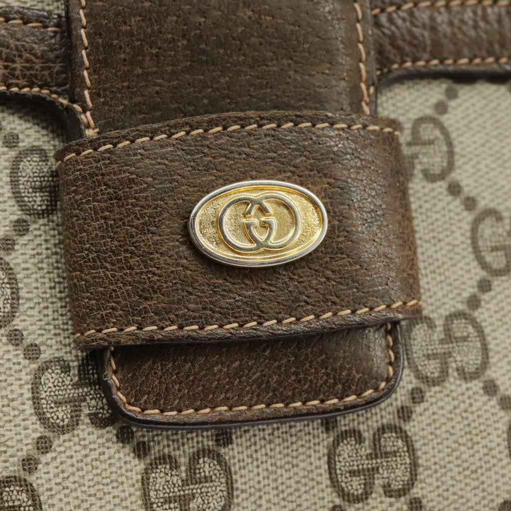GUCCI GG Supreme Horsebit Shoulder Bag PVC Beige Gold ki5040