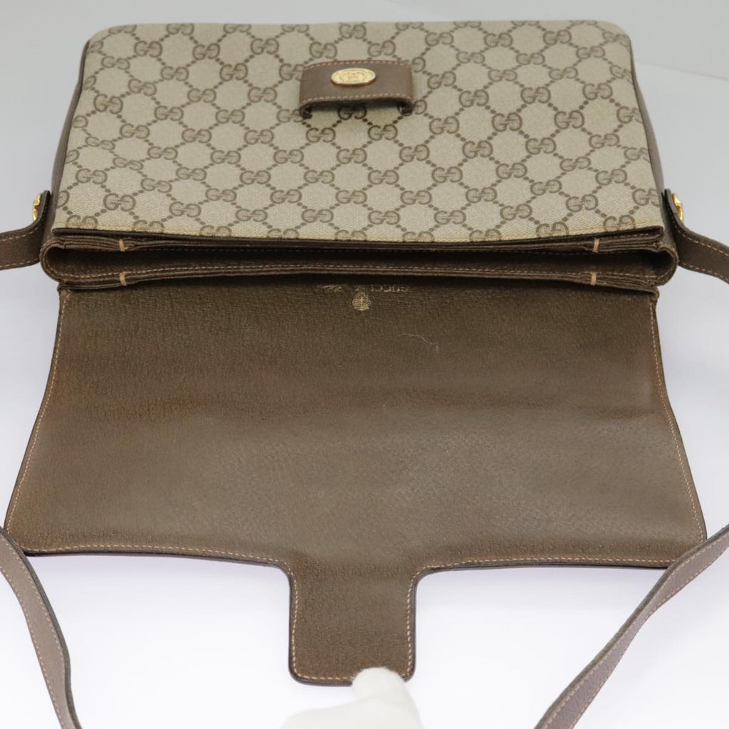 GUCCI GG Supreme Horsebit Shoulder Bag PVC Beige Gold ki5040