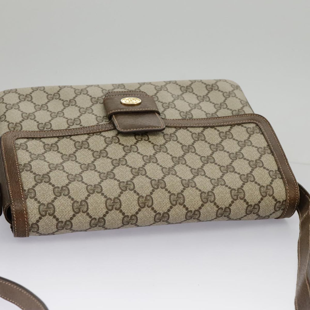 GUCCI GG Supreme Horsebit Shoulder Bag PVC Beige Gold ki5040
